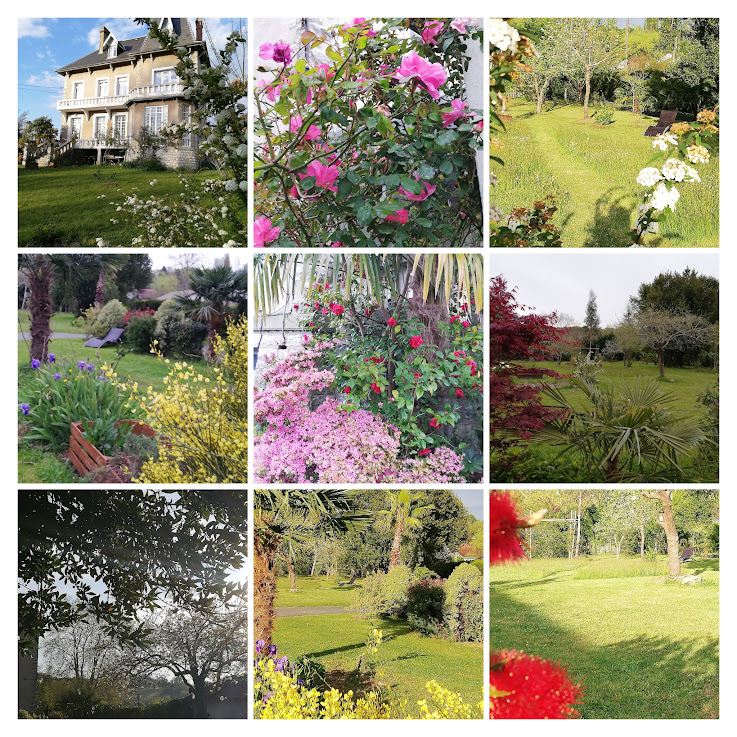 Villa Hortebise, jardin fleuri, parctice golf, calme ville thermale